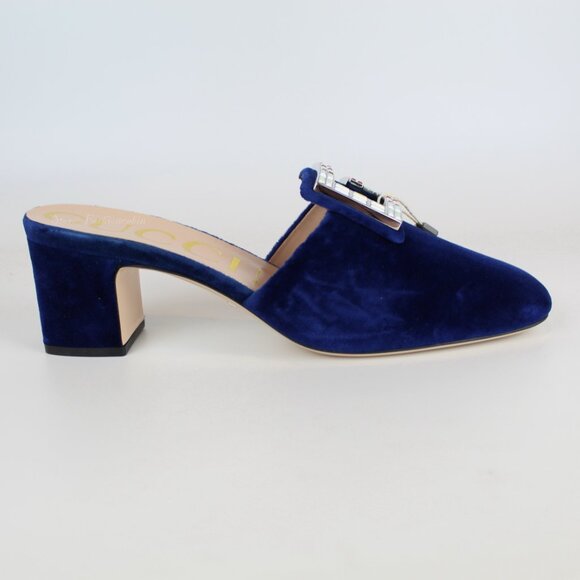 NEW Gucci Crystal Logo Velvet Mules Shoes - Office to Evening, Cocktail, Party - Picture 7 of 15